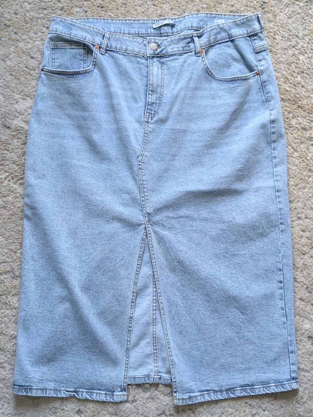 Devoted Plus Size 2x Light Blue Denim Midi Skirt with Front Slit Y2K 90s